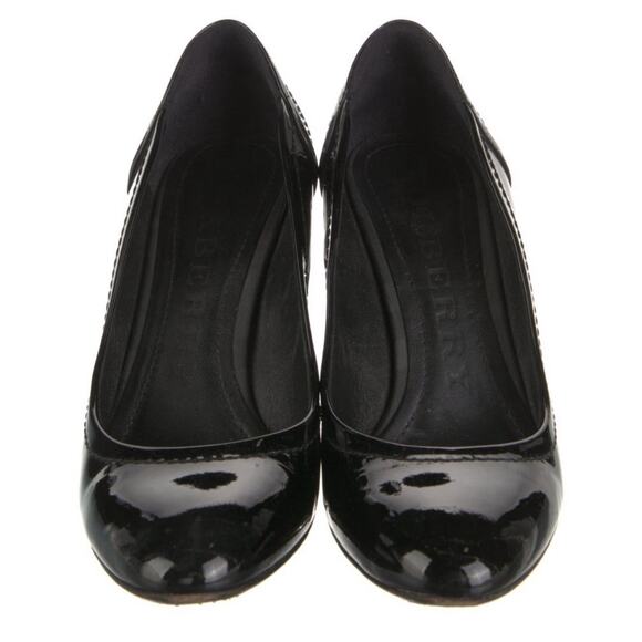 BURBERRY Black Gray Check Quilted Patent Leather Heels Pumps EU 37.5 US 7.5 - Picture 4 of 6